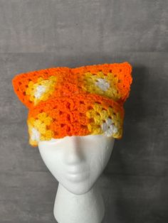 Crochet Granny Square Cat Beanie